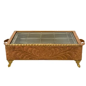 شواية فحم وتقديم نحاس مربعة / مستطيلة ( اصفر-احمر)