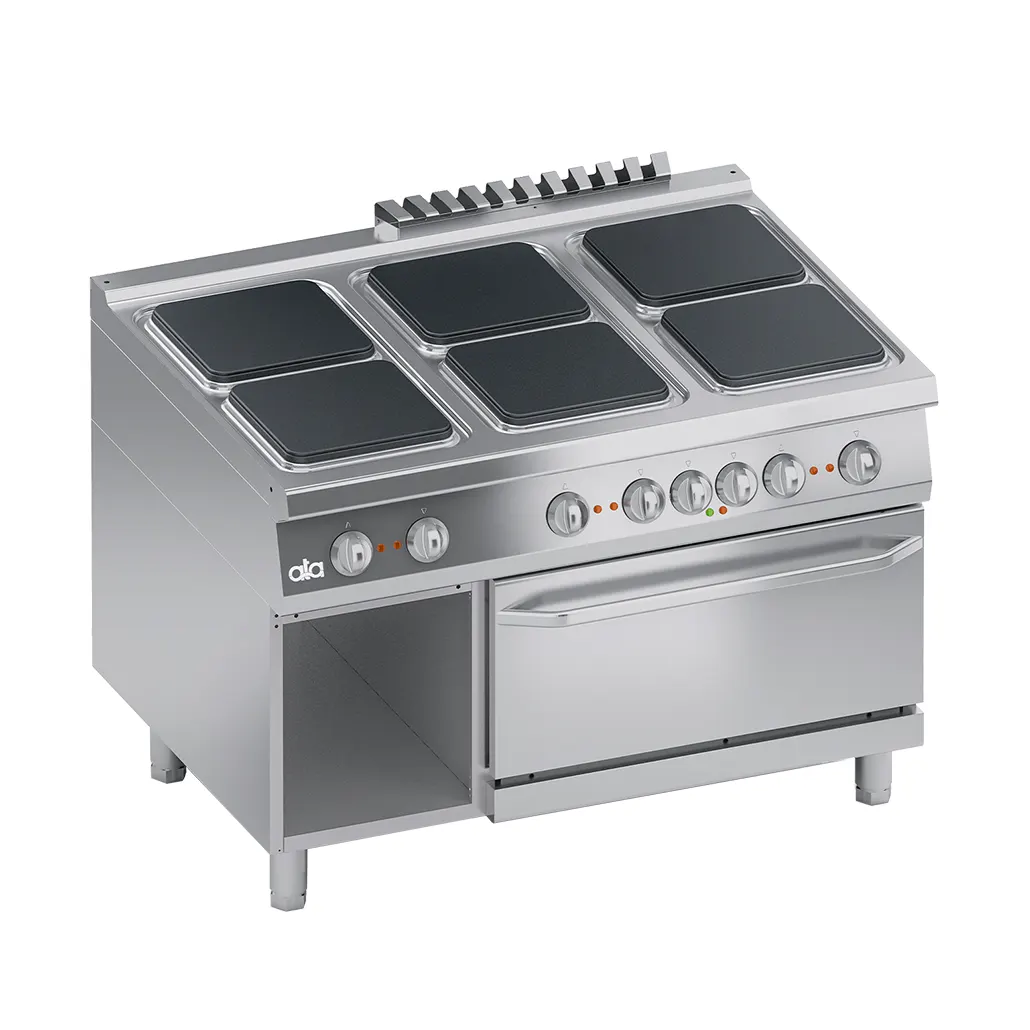 بوتجاز صناعي كهربائي 6 عيون مع فرن كهرباء ووحدة تخزين سفلية مفتوحة من ATA